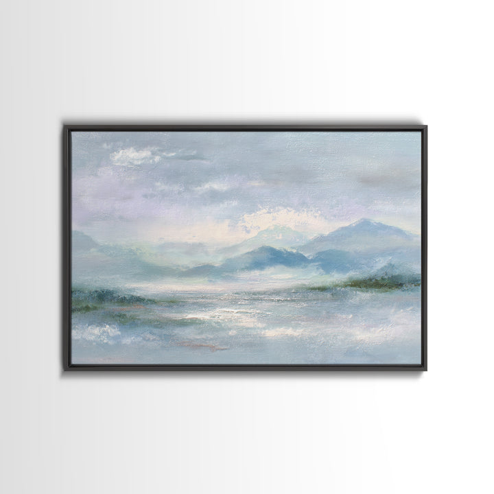 Soft Mountain Landscape Framed Canvas Print, Medical Office Art, Anatomy Art, Office Decor, Fine Art, Calm, Statement Artwork, MOA-3x2-78