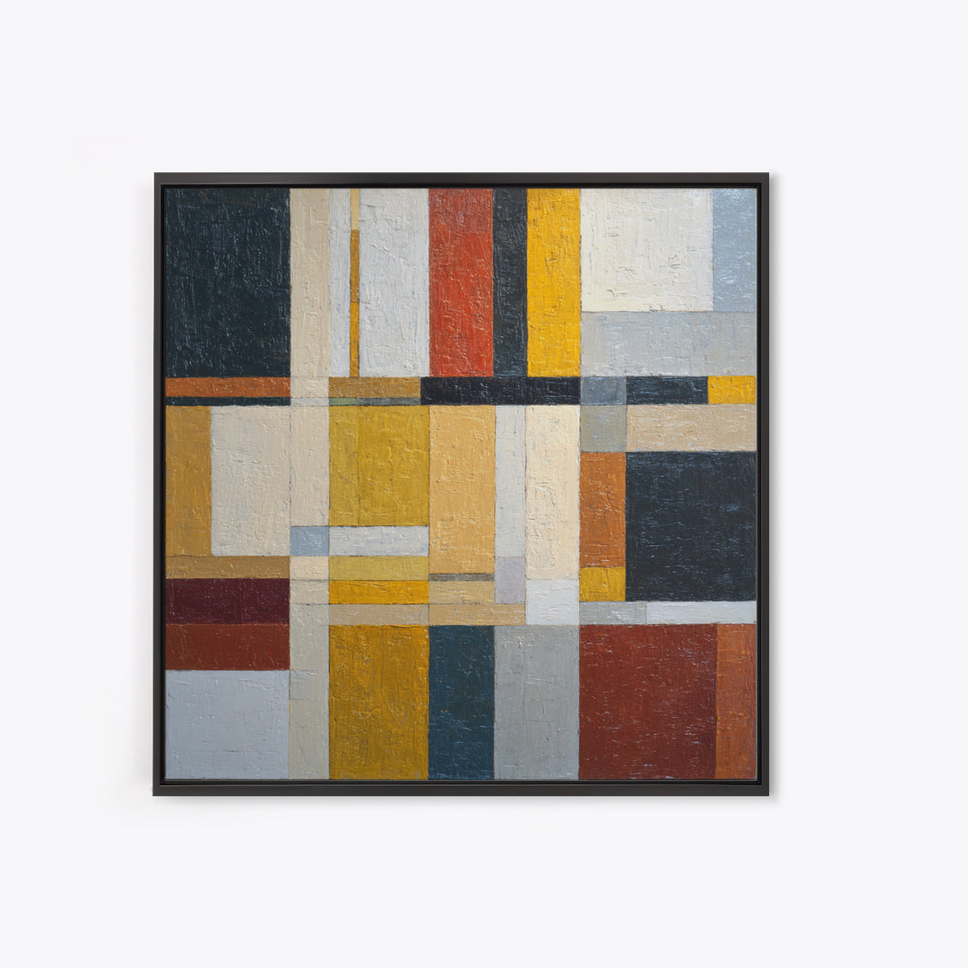 Urban Window Grid Transformed into Abstraction Framed Canvas Print, Modern Art, Art, Living Room Decor, Fine Art, Modern, MOD-1x1-12