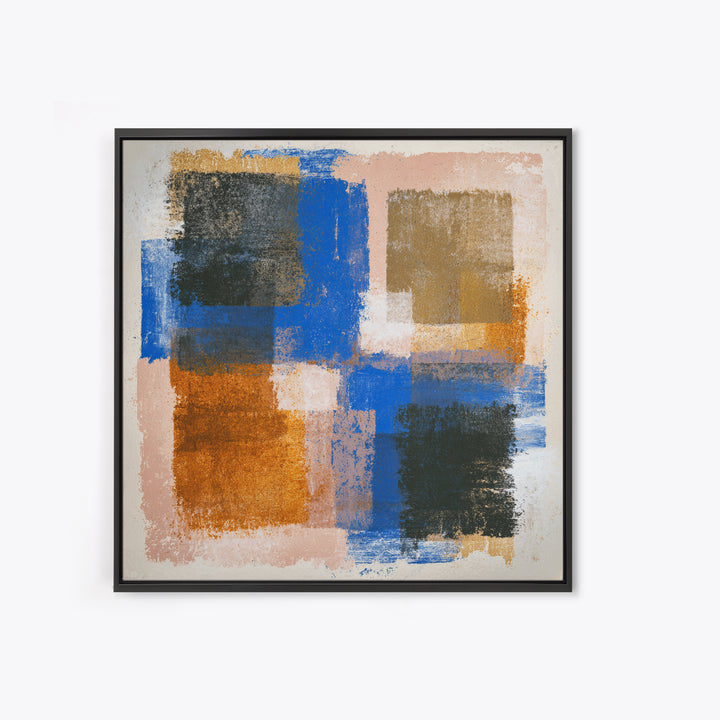 Expressive Brushwork in Cobalt and Rust Canvas Print, Modern Art, Set of 3 Prints, Living Room Decor, Oil Painting, Modern, MOD-1x1-30