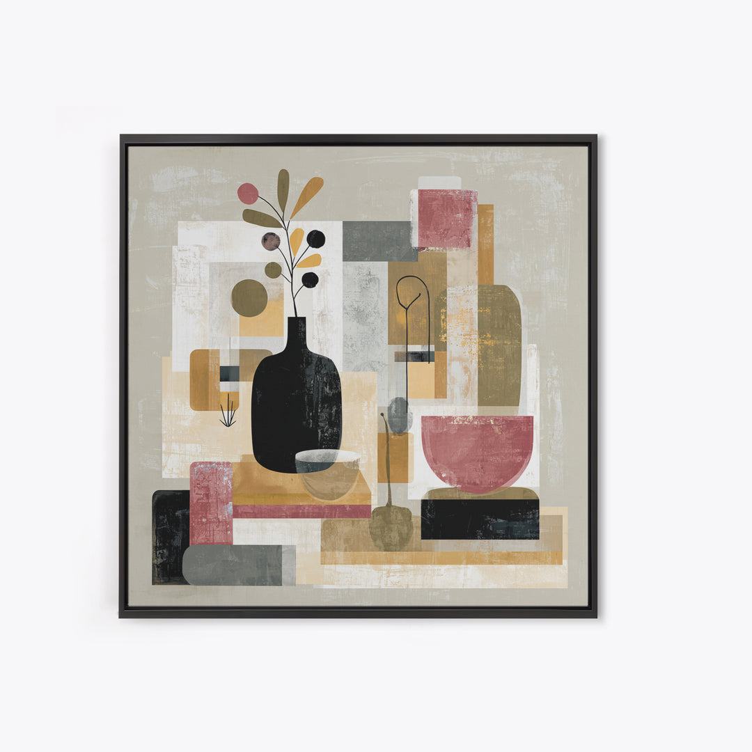 Modern Still Life Framed Canvas Print, Modern Art, Trendy Wall Art, Living Room Decor, Oil Painting, Modern, Minimalist Decor, MOD-1x1-61