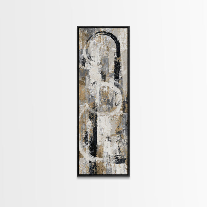 Dynamic Black Brush Marks on Neutral Ground Canvas Print, Modern Art, Art, Living Room Decor, Fine Art, Modern, Canvas Art, MOD-1x3-23