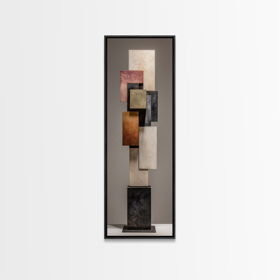 Minimal Sculpture Shapes Painted Canvas Print, Modern Art, Art Deco, Living Room Decor, Abstract Art, Modern, MOD-1x3-68