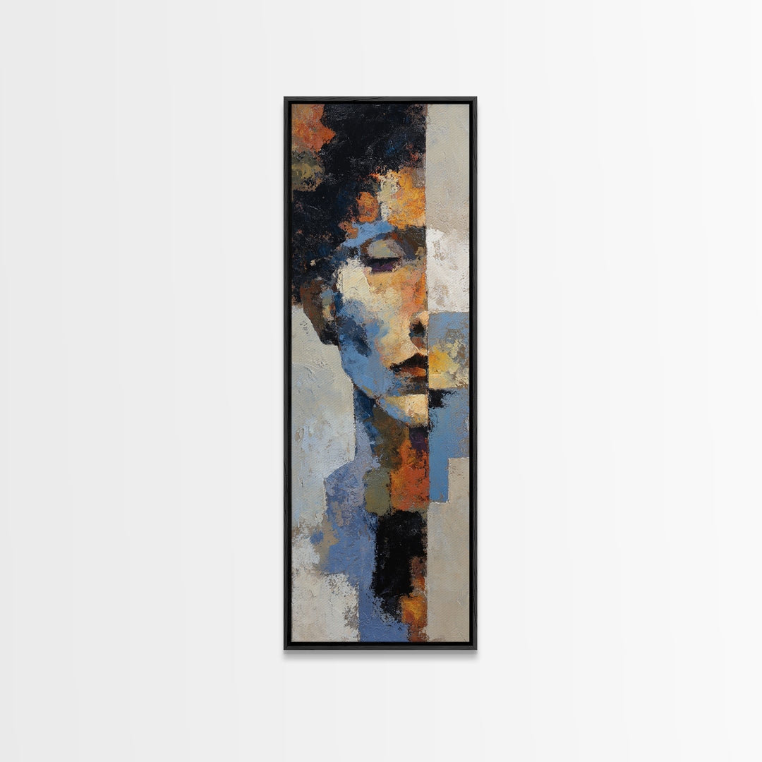 Expressive Brushwork in Cobalt and Rust Canvas Print, Modern Art, Art Print, Living Room Decor, Oil Painting, Modern, MOD-1x3-90