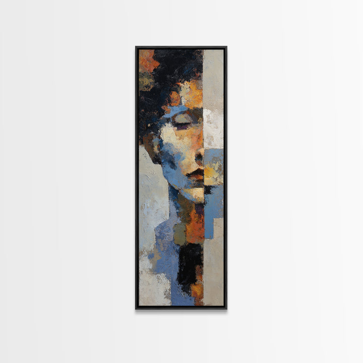Expressive Brushwork in Cobalt and Rust Canvas Print, Modern Art, Art Print, Living Room Decor, Oil Painting, Modern, MOD-1x3-90