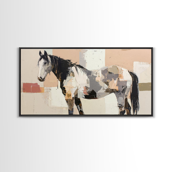 Contemporary Horse Portrait Framed Canvas Print, Modern Art, Living Room Decor, Fine Art, Modern, Gallery Decor, Neutral Decor, MOD-2x1-11