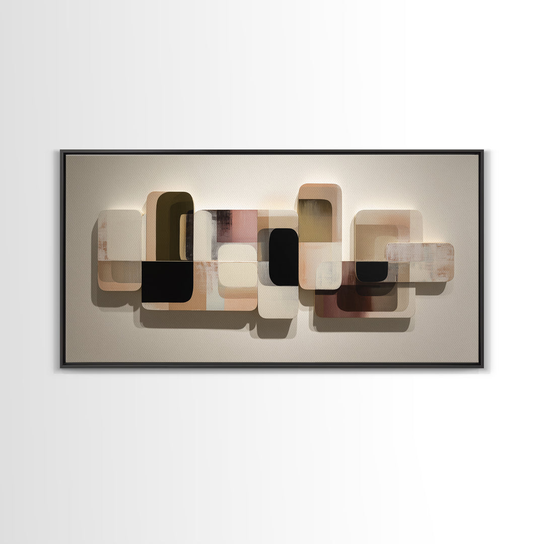 Minimal Sculpture Shapes Painted Canvas Print, Modern Art, Wall Decor, Living Room Decor, Abstract Art, Modern, Digital Print, MOD-2x1-52