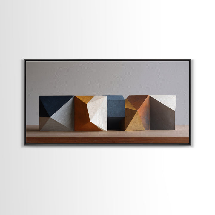 Minimal Sculpture Shapes Painted Canvas Print, Modern Art, Canvas Art, Living Room Decor, Fine Art, Modern, Poster Art, MOD-2x1-76