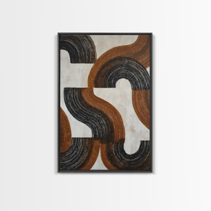 Dynamic Black Brush Marks on Neutral Ground Canvas Print, Modern Art, Digital Prints, Living Room Decor, Fine Art, Modern, MOD-2x3-67