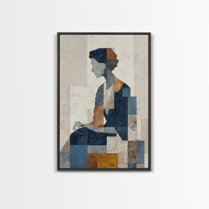 Fragmented Figure Study Framed Canvas Print, Modern Art, Wall Hanging, Living Room Decor, Oil Painting, Modern, MOD-2x3-73