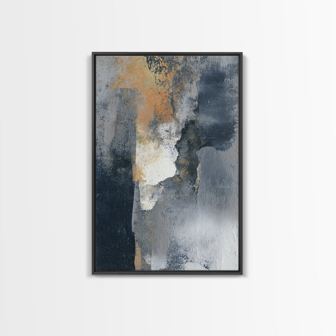 Monochrome Ink and Acrylic Mixed Media Look Framed Canvas Print, Modern Art, Canvas Art, Living Room Decor, Fine Art, Modern, MOD-2x3-76