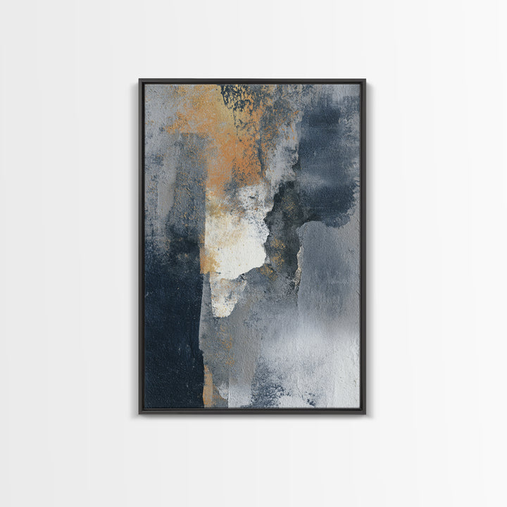 Monochrome Ink and Acrylic Mixed Media Look Framed Canvas Print, Modern Art, Canvas Art, Living Room Decor, Fine Art, Modern, MOD-2x3-76