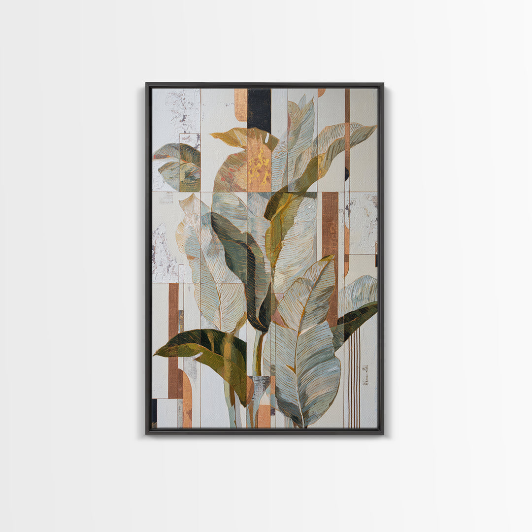 Modern Botanical Painting Framed Canvas Print, Modern Art, Canvas Wall Art, Living Room Decor, Oil Painting, Modern, MOD-2x3-85