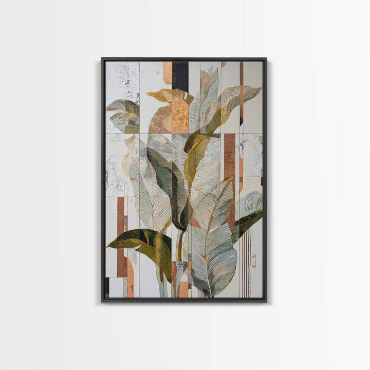Modern Botanical Painting Framed Canvas Print, Modern Art, Canvas Wall Art, Living Room Decor, Oil Painting, Modern, MOD-2x3-85