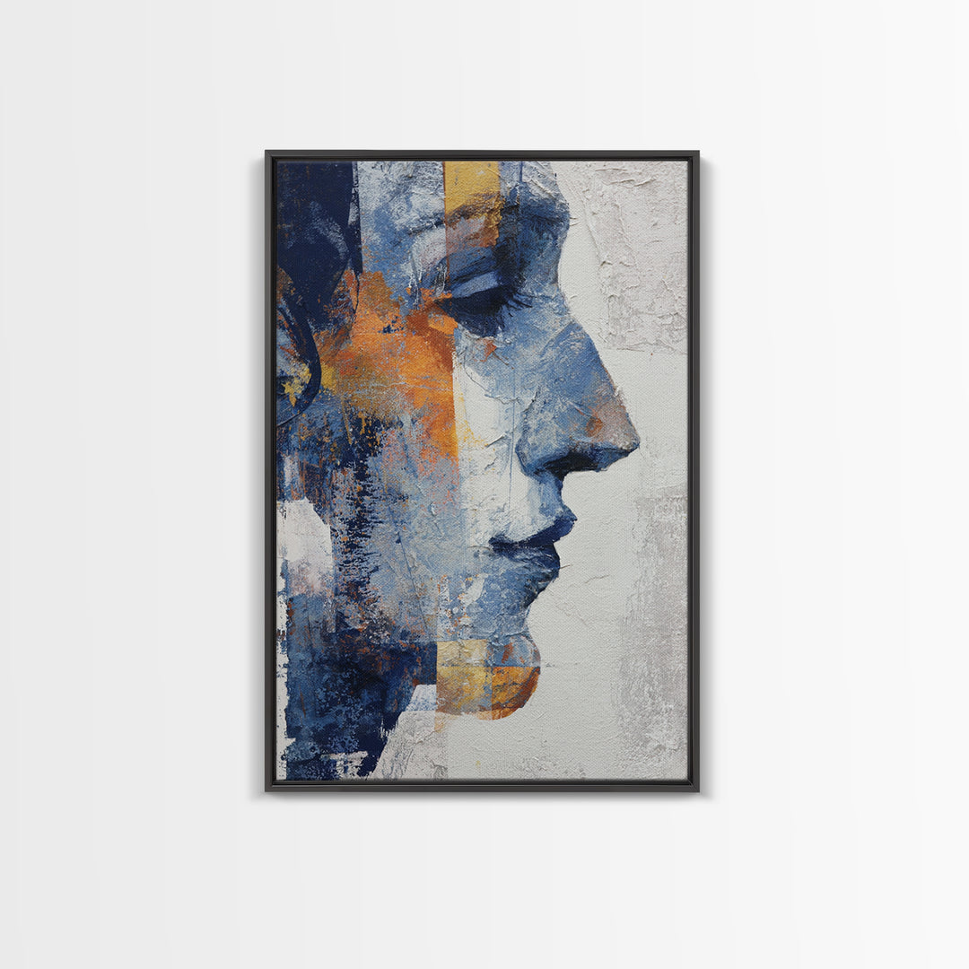 Expressive Brushwork in Cobalt and Rust Canvas Print, Modern Art, Digital Art, Living Room Decor, Abstract Art, Modern, MOD-2x3-86