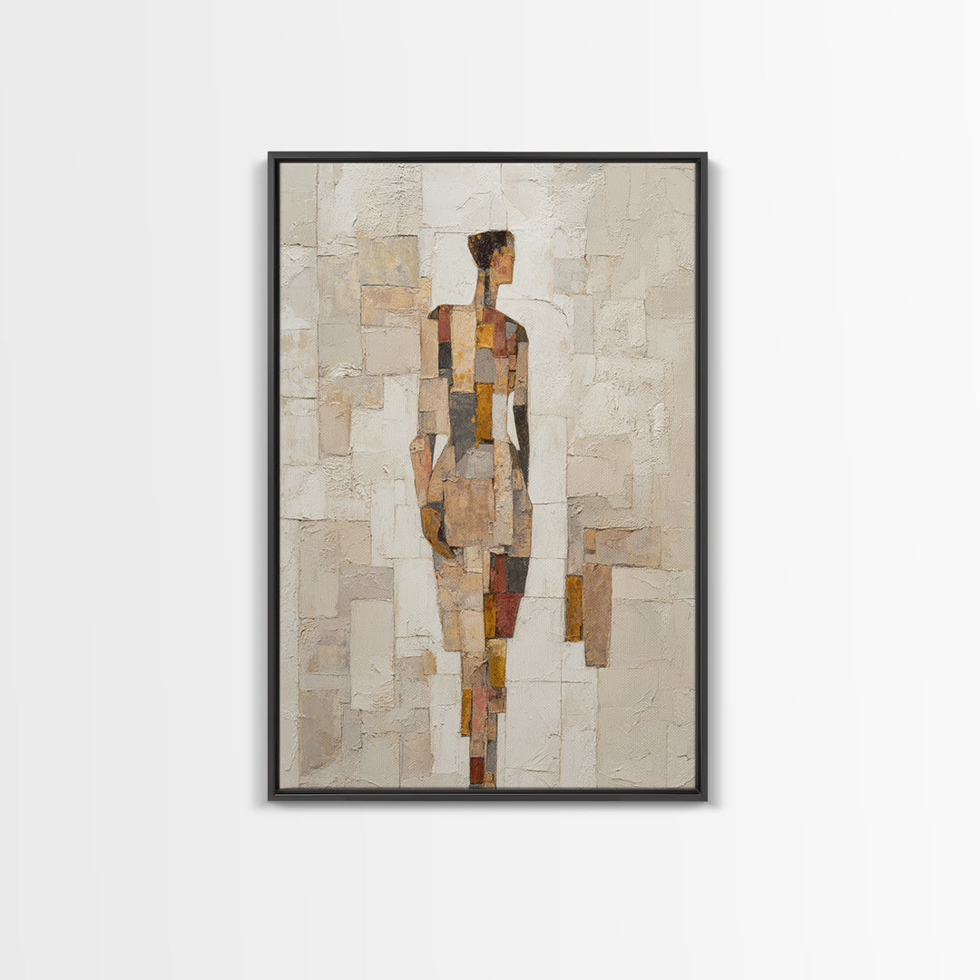 Fragmented Figure Study Framed Canvas Print, Modern Art, Wall Hanging, Living Room Decor, Oil Painting, Modern, MOD-2x3-97