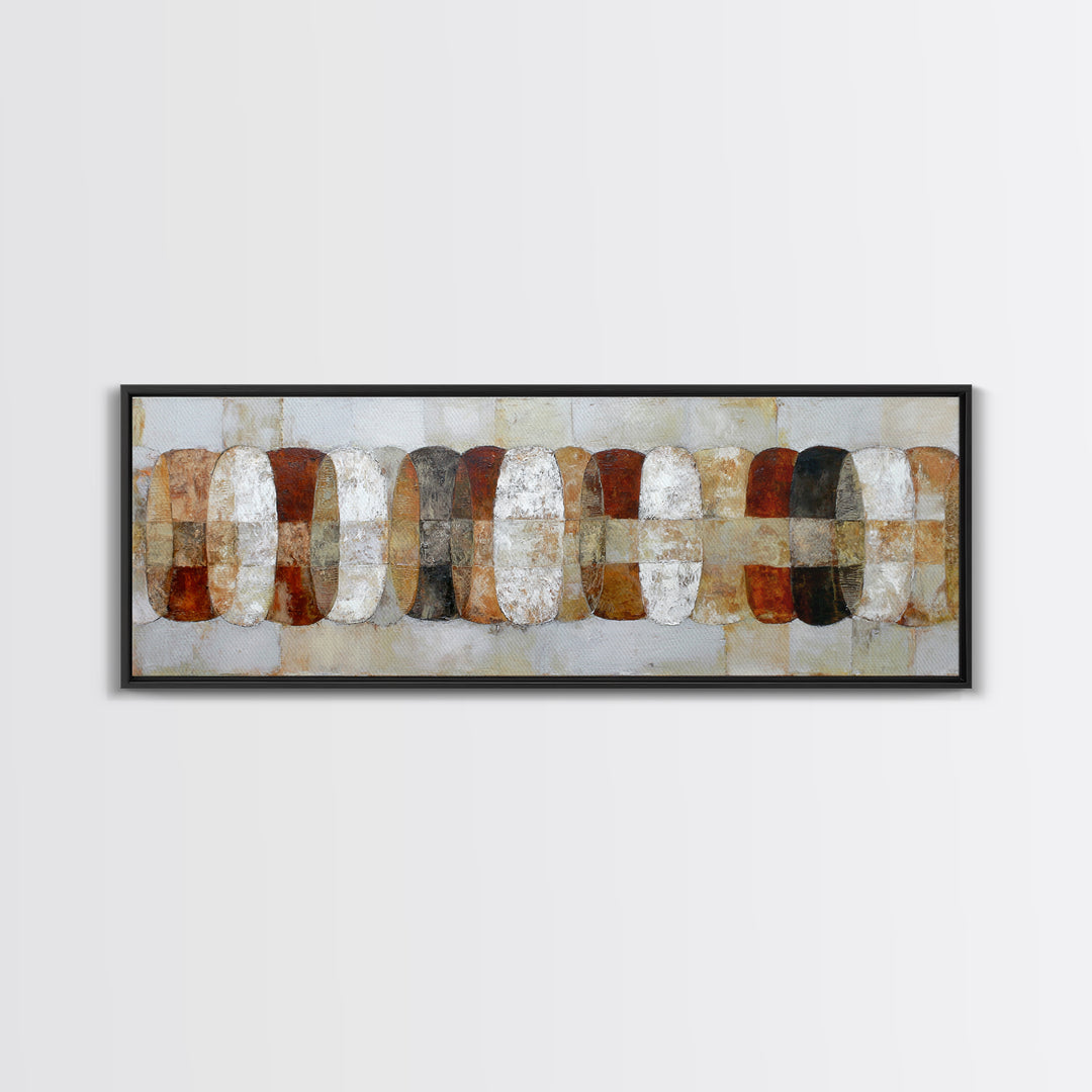 Monochrome Ink and Acrylic Mixed Media Look Framed Canvas Print, Modern Art, Bedroom Wall Art, Living Room Decor, Modern, MOD-3x1-12