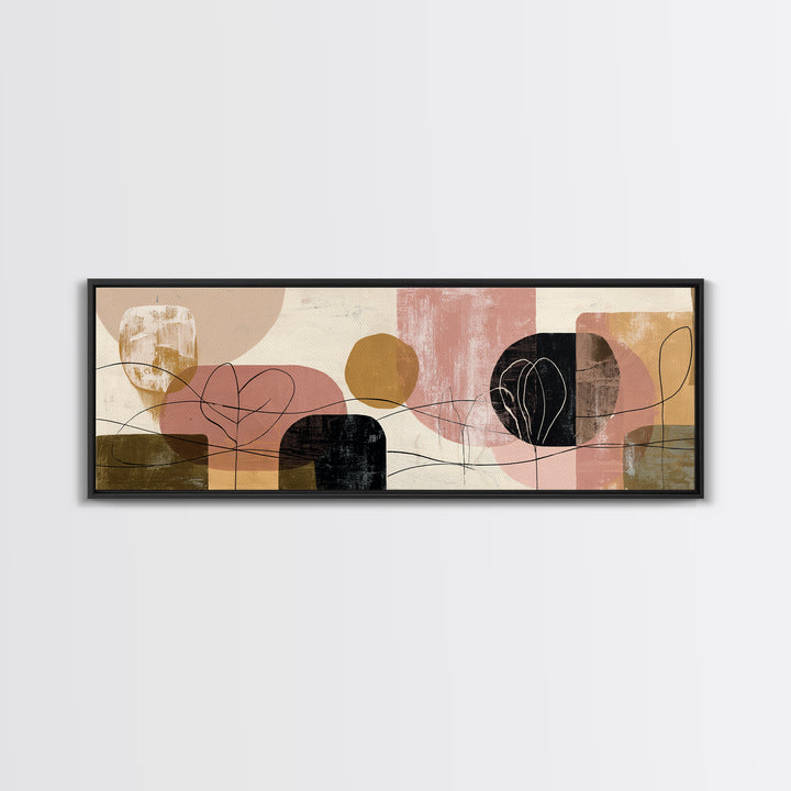 Clean Botanical Silhouette on Color Block Ground Canvas Print, Modern Art, Fine Art Print, Living Room Decor, Oil Painting, MOD-3x1-39