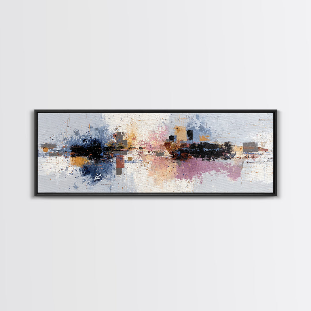Expressive Brushwork in Cobalt and Rust Canvas Print, Modern Art, Canvas Art, Living Room Decor, Fine Art, Modern, Poster Art, MOD-3x1-46