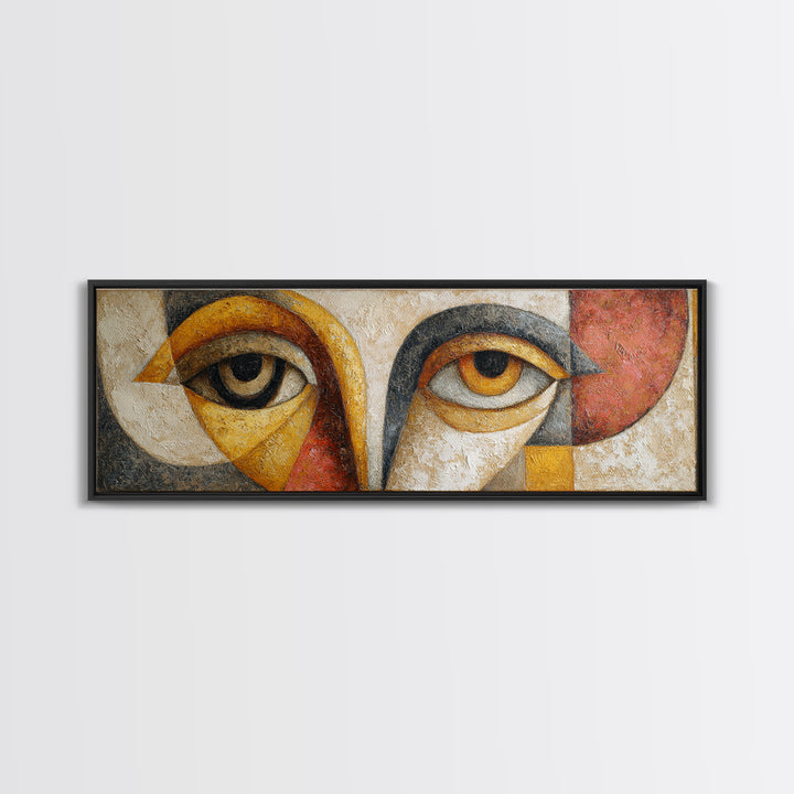 Abstract Face with Asymmetrical Features Framed Canvas Print, Modern Art, Art, Living Room Decor, Fine Art, Modern, Canvas Art, MOD-3x1-47