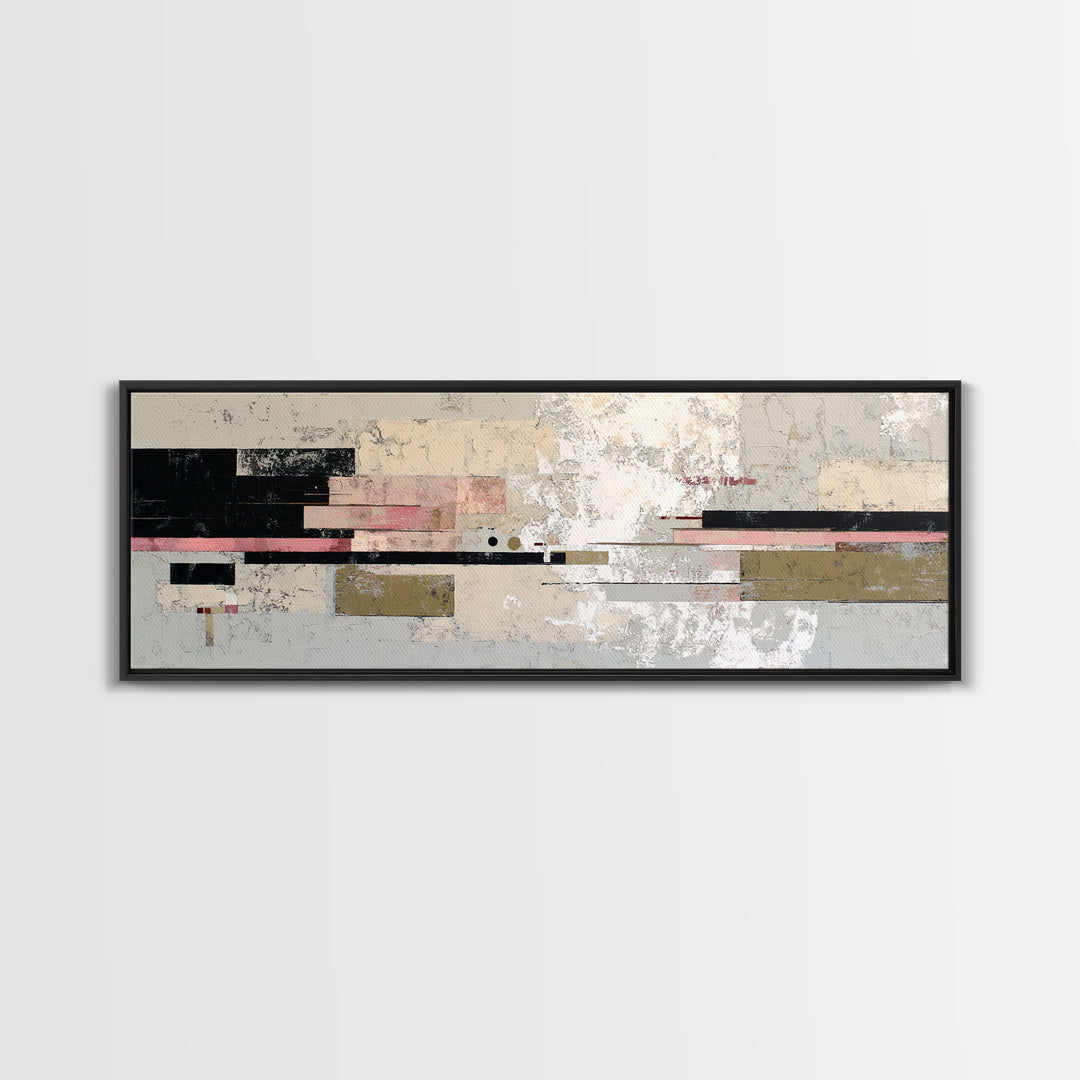 Geometric City Abstraction Framed Canvas Print, Modern Art, Contemporary Art, Living Room Decor, Abstract Art, Modern, MOD-3x1-68