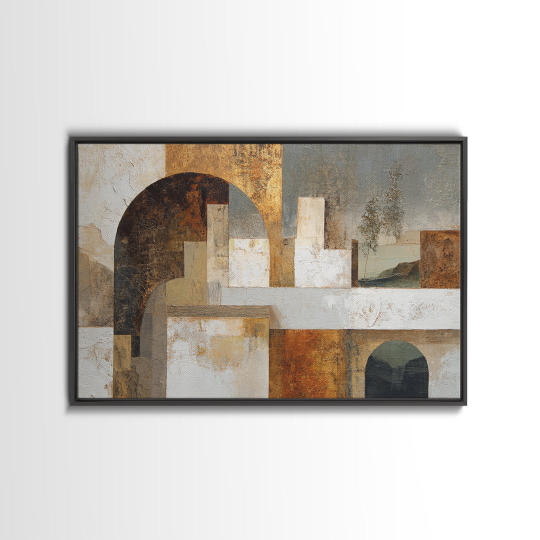 Architectural Arch Composition Framed Canvas Print, Modern Art, Living Room Decor, Abstract Art, Modern, Gallery Decor, MOD-3x2-25