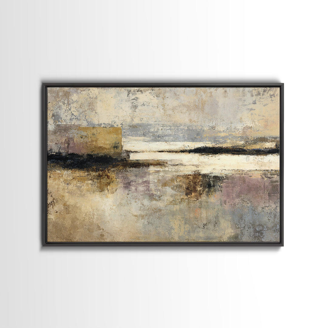 Modern Coastal Landscape Framed Canvas Print, Modern Art, Canvas Wall Art, Living Room Decor, Watercolor Art, Modern, MOD-3x2-46
