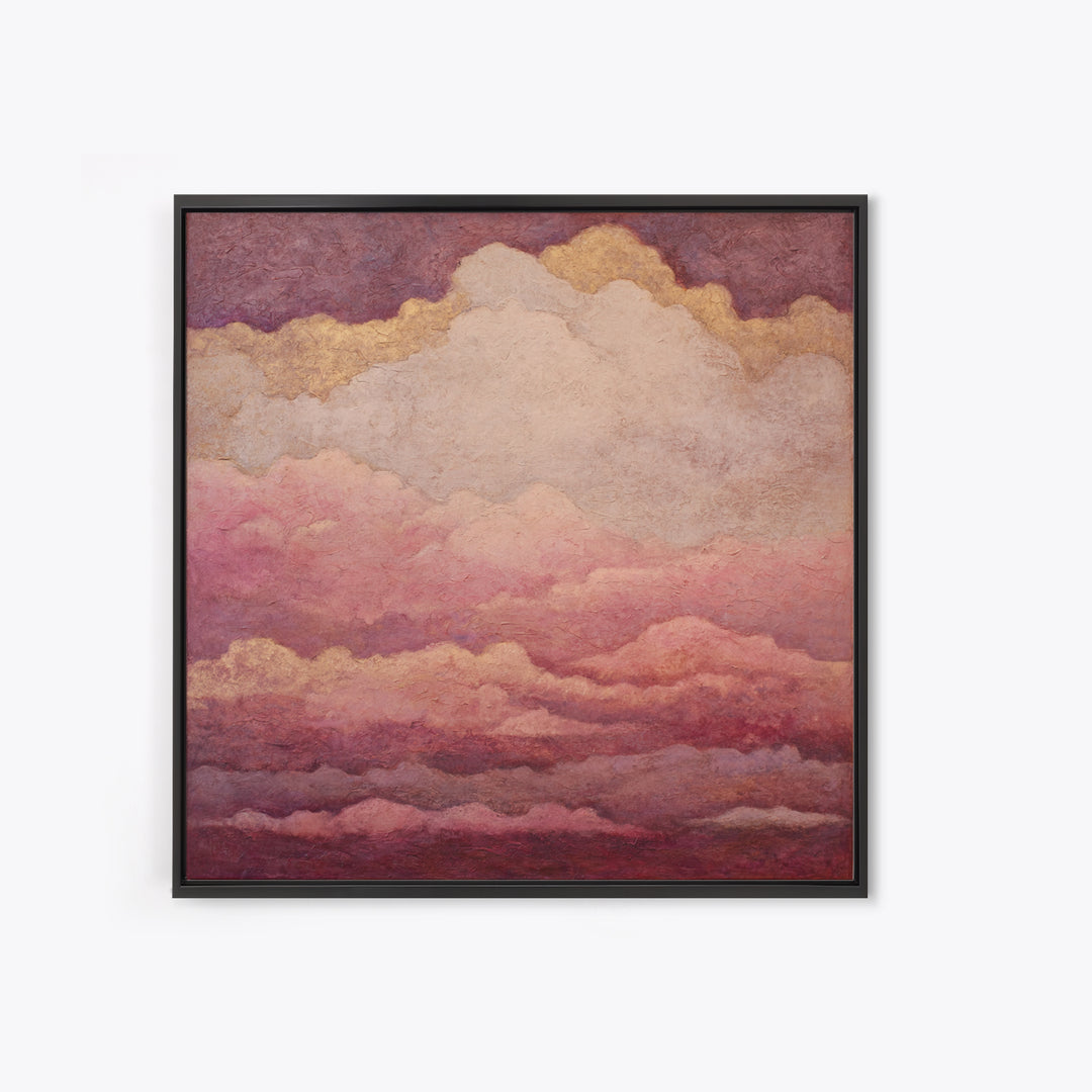 All Pink Cloudscape Framed Canvas Print, Monochrome Art, Digital Prints, Living Room Decor, Fine Art, Mono, Apartment Decor, MON-1x1-12