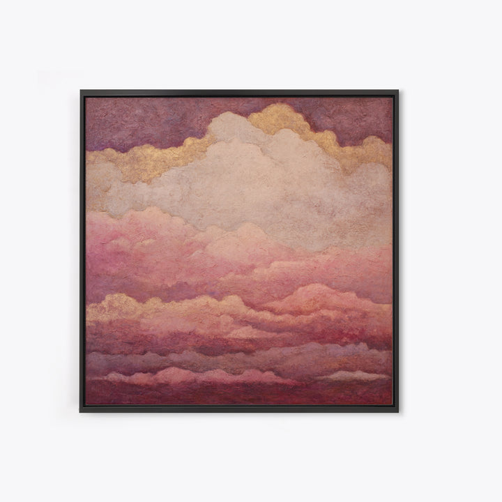 All Pink Cloudscape Framed Canvas Print, Monochrome Art, Digital Prints, Living Room Decor, Fine Art, Mono, Apartment Decor, MON-1x1-12