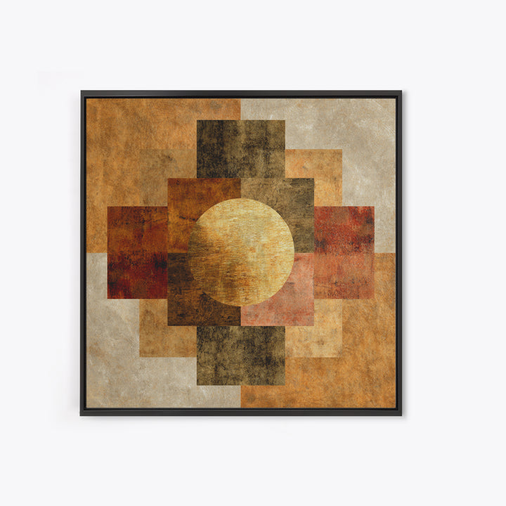 Gold Tonal Sunburst Medallion Canvas Print, Monochrome Art, Dopamine Decor, Living Room Decor, Fine Art, Mono, Modern Decor, MON-1x1-14