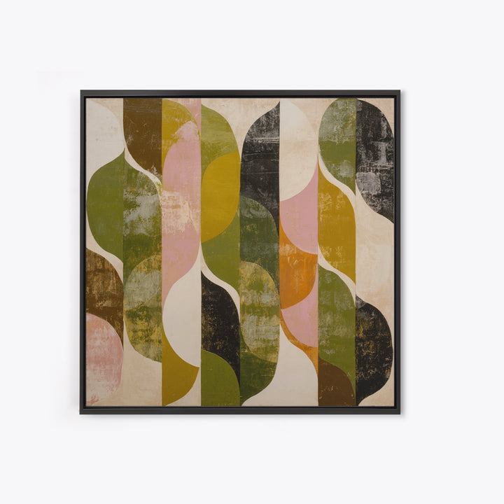 Olive Green Abstract Leaf Pattern Canvas Print, Monochrome Art, Living Room Decor, Watercolor Art, Mono, Printable Art, MON-1x1-20