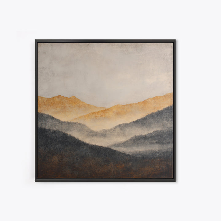 Charcoal Mountain Landscape Framed Canvas Print, Monochrome Art, Printable Wall Art, Living Room Decor, Fine Art, Mono, MON-1x1-28