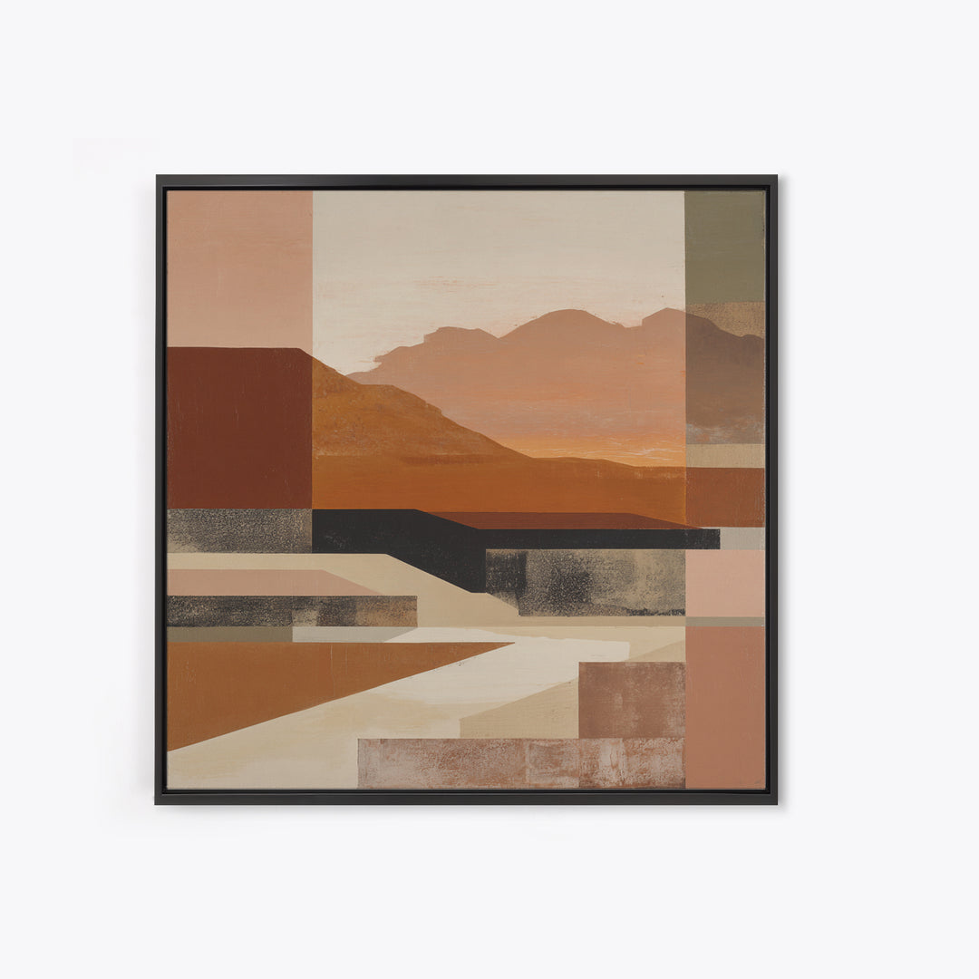 Warm Brown Desert Landscape Framed Canvas Print, Monochrome Art, Fine Art Print, Living Room Decor, Mono, Digital Prints, MON-1x1-33