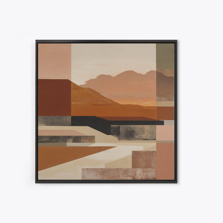 Warm Brown Desert Landscape Framed Canvas Print, Monochrome Art, Fine Art Print, Living Room Decor, Mono, Digital Prints, MON-1x1-33