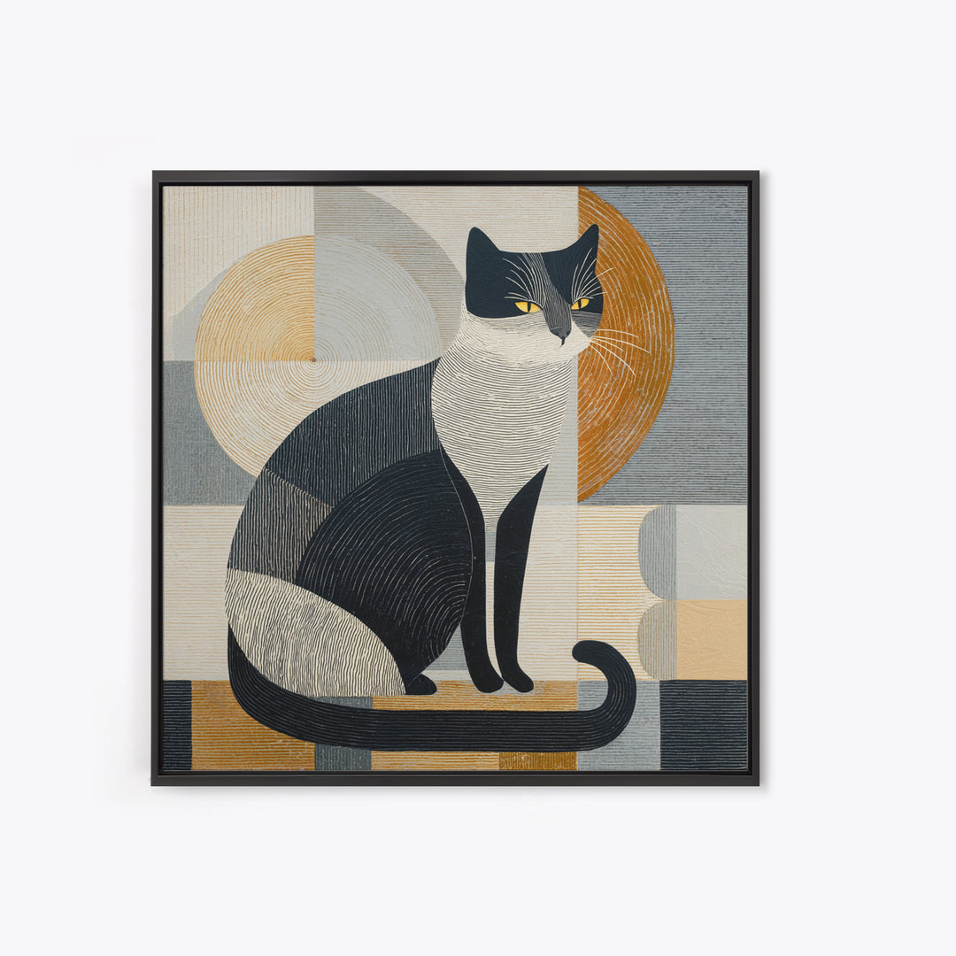 Monochrome Cat Portrait Canvas Print, Monochrome Art, Printable Art, Living Room Decor, Oil Painting, Mono, Minimalist Wall Art, MON-1x1-35