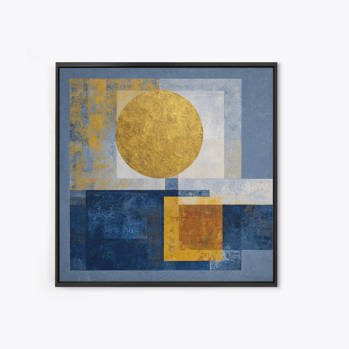 Gold Tonal Sunburst Medallion Framed Canvas Print, Monochrome Art, Wallpaper Mural, Living Room Decor, Fine Art, Mono, MON-1x1-38