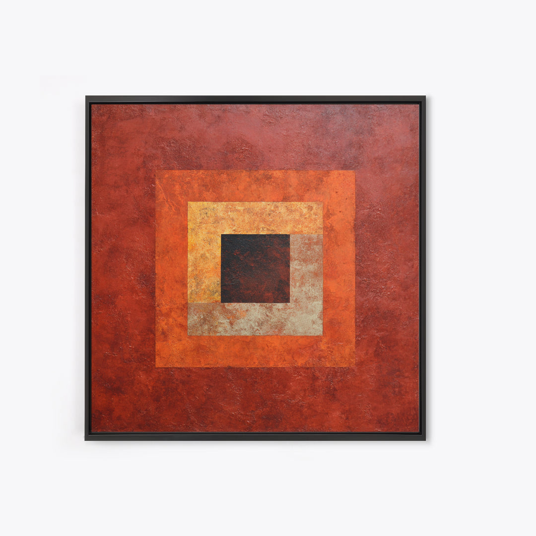 Burnt Orange Canyon Abstraction Framed Canvas Print, Monochrome Art, Luxury Decor, Living Room Decor, Fine Art, Mono, MON-1x1-40