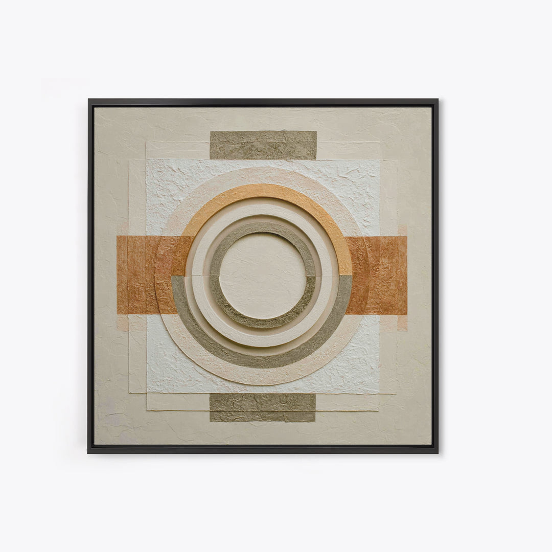 Cream on Cream Minimalist Forms Framed Canvas Print, Monochrome Art, Modern Wall Art, Living Room Decor, Fine Art, Mono, MON-1x1-46
