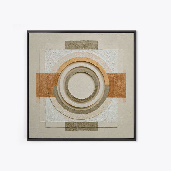 Cream on Cream Minimalist Forms Framed Canvas Print, Monochrome Art, Modern Wall Art, Living Room Decor, Fine Art, Mono, MON-1x1-46