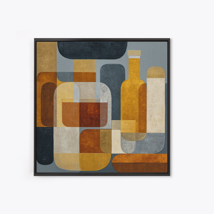Brown Leather and Whiskey Still Life Framed Canvas Print, Monochrome Art, Textured Wall Art, Living Room Decor, Fine Art, Mono, MON-1x1-47