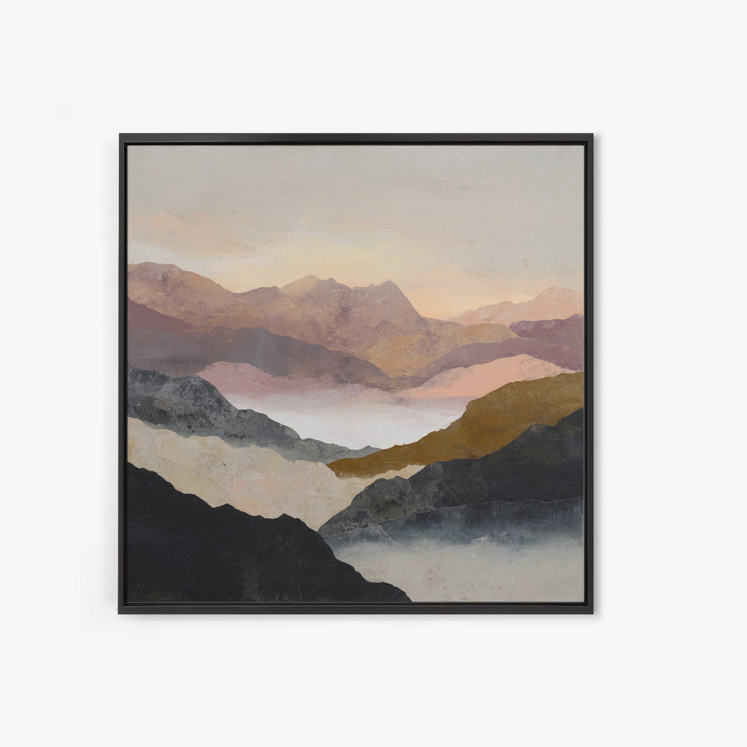Charcoal Mountain Landscape Framed Canvas Print, Monochrome Art, Living Room Decor, Fine Art, Mono, Gallery Decor, Wall Decor, MON-1x1-52
