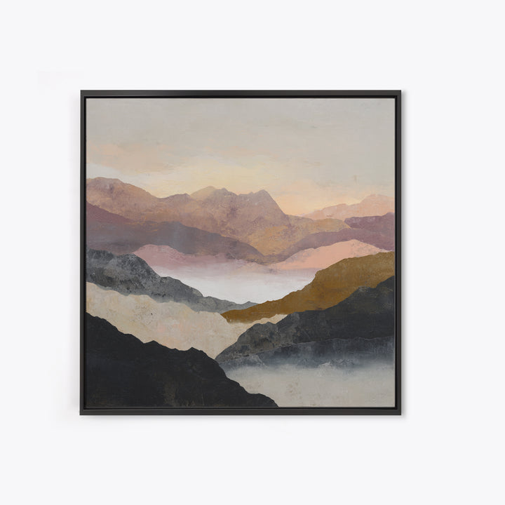 Charcoal Mountain Landscape Framed Canvas Print, Monochrome Art, Living Room Decor, Fine Art, Mono, Gallery Decor, Wall Decor, MON-1x1-52