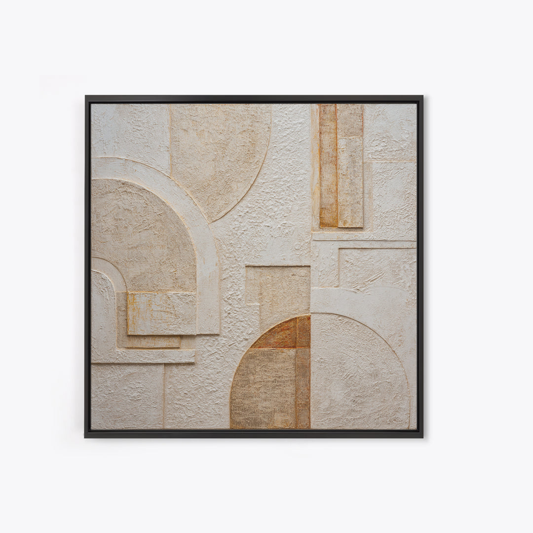 Ivory White Plaster Texture Composition Framed Canvas Print, Monochrome Art, Modern Decor, Living Room Decor, Fine Art, Mono, MON-1x1-53