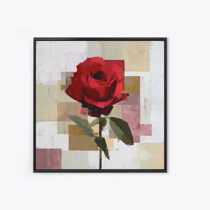 Single Red Rose Rendered Only Canvas Print, Monochrome Art, Modern Art, Living Room Decor, Watercolor Art, Mono, MON-1x1-55