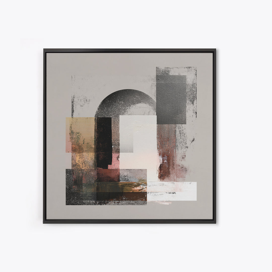 Gray Architectural Arch and Shadow Study Framed Canvas Print, Monochrome Art, Abstract Painting, Living Room Decor, MON-1x1-58