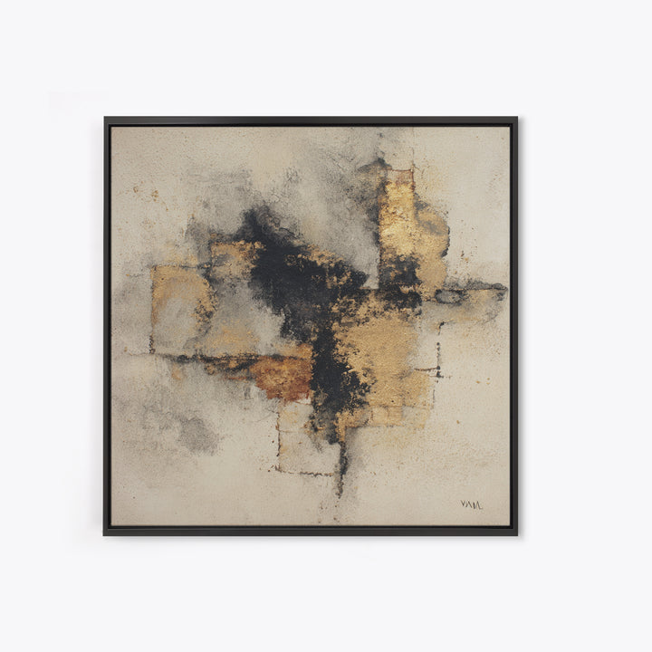Black Ink Abstract Framed Canvas Print, Monochrome Art, Dark Academia Decor, Living Room Decor, Abstract Art, Mono, Wall Decor, MON-1x1-6