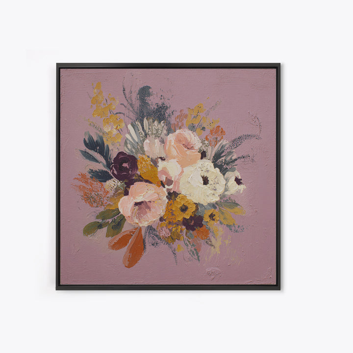 Monochrome Floral Bouquet Framed Canvas Print, Monochrome Art, Unique Wall Art, Living Room Decor, Mono, Fine Art Print, MON-1x1-66