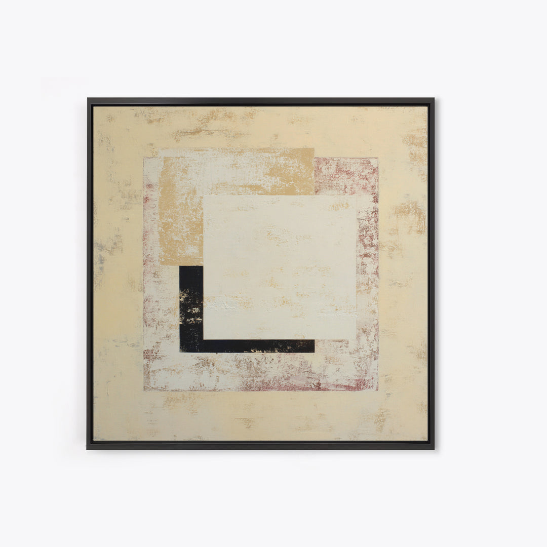 Cream on Cream Minimalist Forms Framed Canvas Print, Monochrome Art, Modern Wall Art, Living Room Decor, Fine Art, Mono, MON-1x1-70