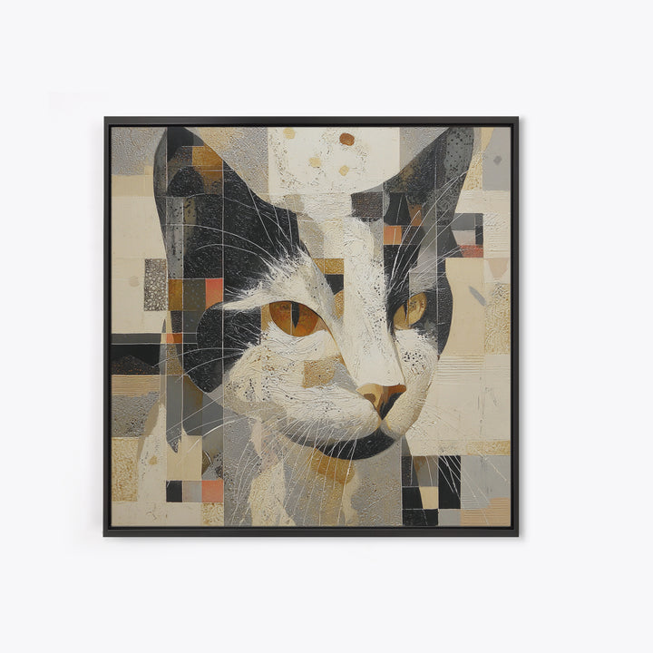 Monochrome Cat Portrait Framed Canvas Print, Monochrome Art, Fine Art Print, Living Room Decor, Fine Art, Mono, Digital Prints, MON-1x1-83