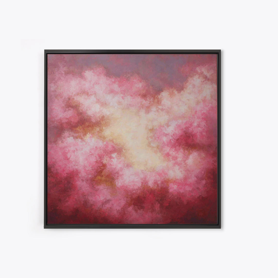 All Pink Cloudscape Framed Canvas Print, Monochrome Art, Abstract Painting, Living Room Decor, Abstract Art, Mono, Luxury Decor, MON-1x1-84