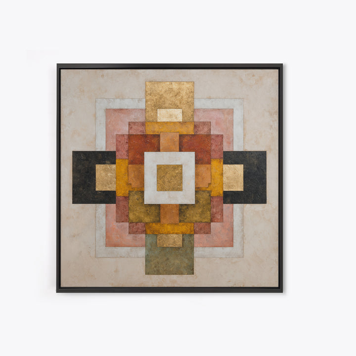 Gold Tonal Sunburst Medallion Canvas Print, Monochrome Art, Neutral Decor, Living Room Decor, Fine Art, Mono, Home Decor, MON-1x1-86